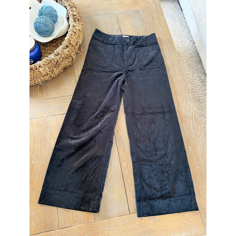 Maeve The Colette Velvet Wide Leg Pants Womens Black 26